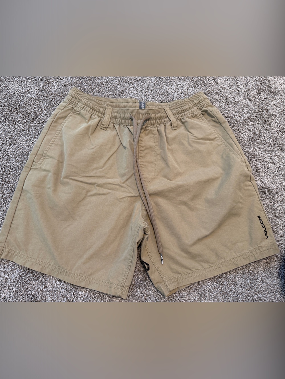 Volcom Men's Khaki Elastic-Waist Cargo Shorts